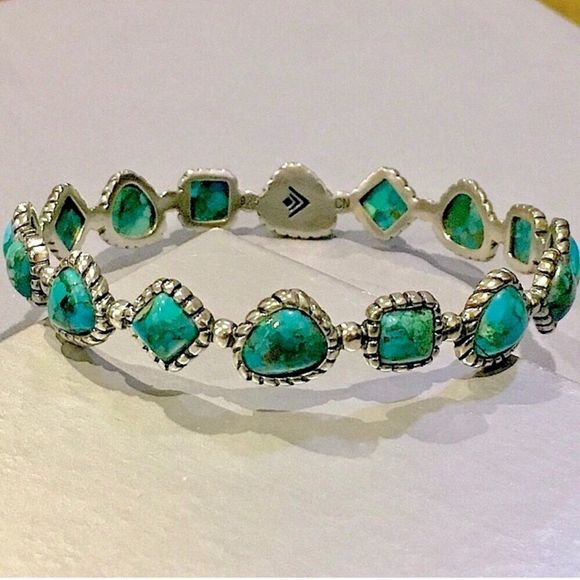 SILPADA Turquoise Pools Sterling Silver 925 Turquoise Bangle Bracelet B3218 NIB - Picture 3 of 10